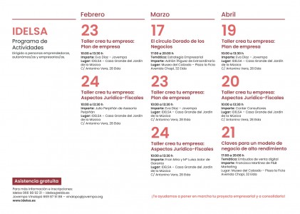 Idelsa y Jovempa organizan un ciclo de actividades y talleres dirigidos a personas emprendedoras, autónomos y empresas de Elda 